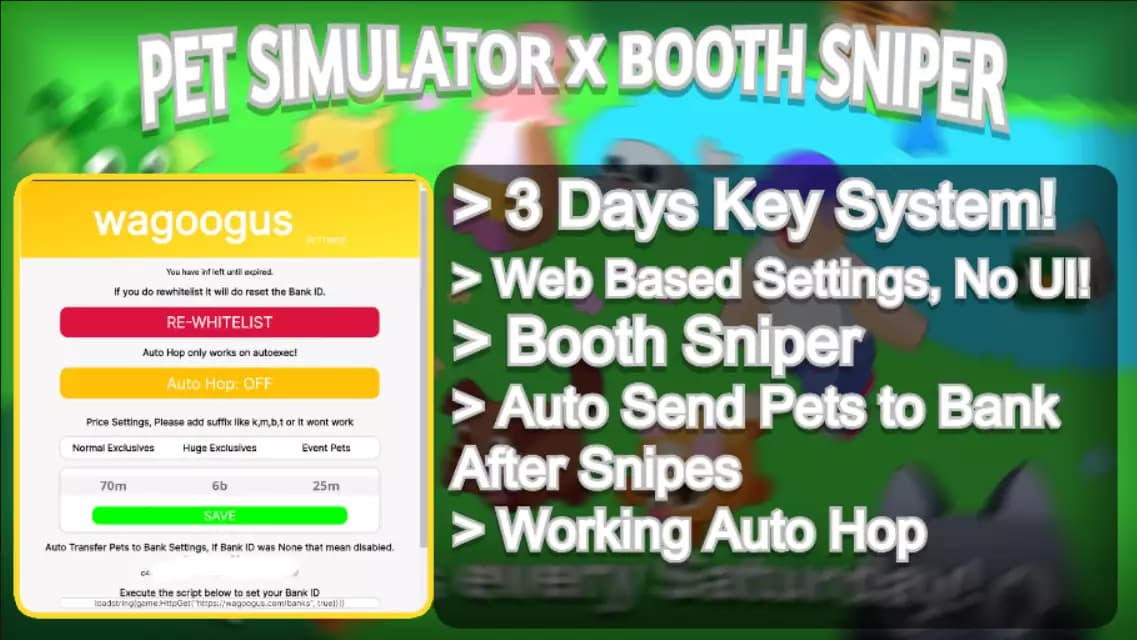 Preview of Pet Simulator X - Booth Sniper, Key System 3 Days