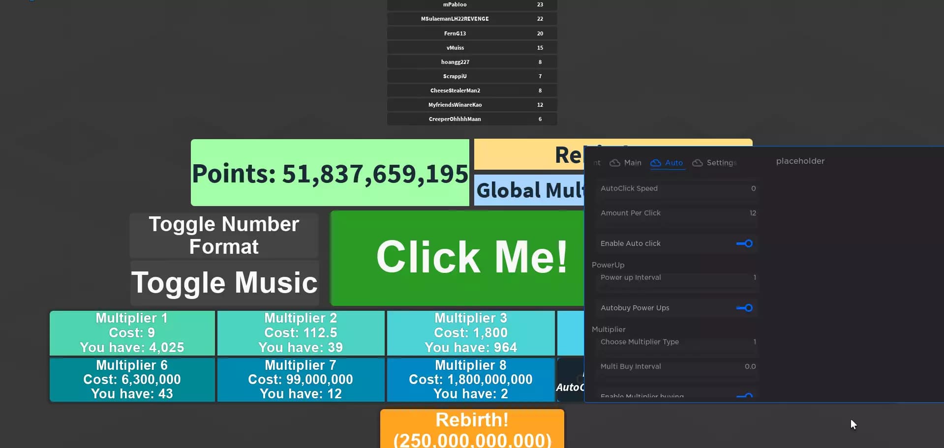 Preview of Script for Main's Clicker (FREE UGC GAME) | PlayerHub