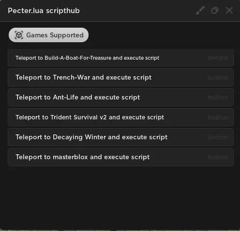 Preview of pecter.lua scripthub - Decaying Winter, Ant life and more