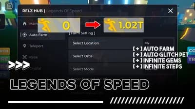 Preview of Script Legends of Speed Auto Farm & Glitch Pet