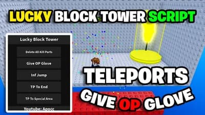 Preview of Lucky Block Tower Script - Give Gears, Auto Finish, & More