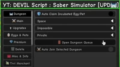 Preview of Saber Simulator Best Script | DEVIL Script