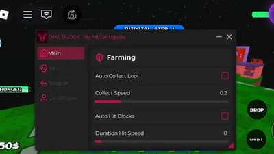 Preview of ONE Block Script Auto Farm Keyless 