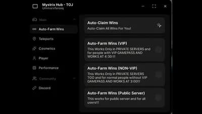 Preview of AUTOFARM WINS | AUTO-WIN | TELEPORTS | FLY | INF JUMP | MORE