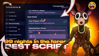 Preview of 99 Nights In The Forest Script | AutoFarm KillAura Teleport