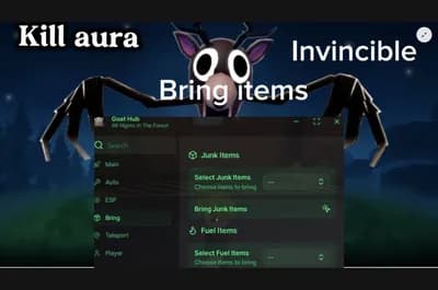 Preview of 99 nights kill aura, bring all, invincible, auto burn/cook