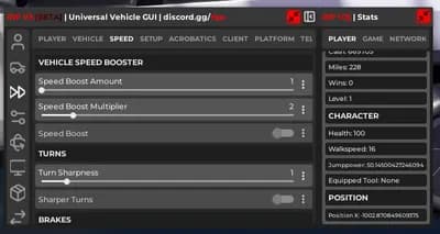 Preview of Universal Vehicle GUI